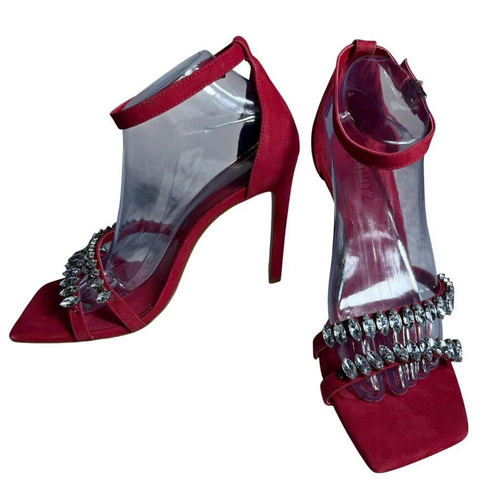 Schutz LINSEY Red Jewel Strap Heels – Size 9.5B - Picture 1 of 14